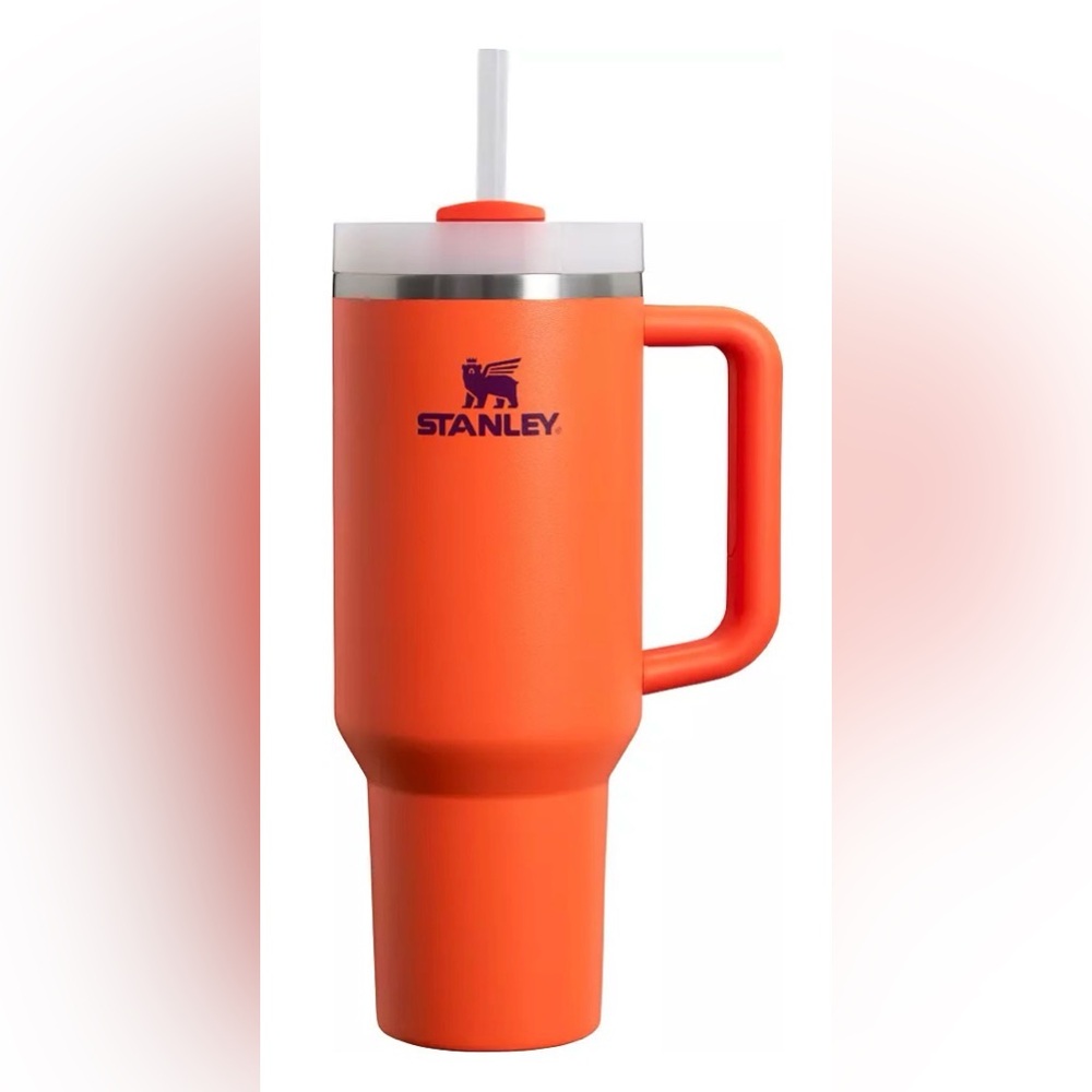 Stanley Orange Travel Mug with Handle and Straw